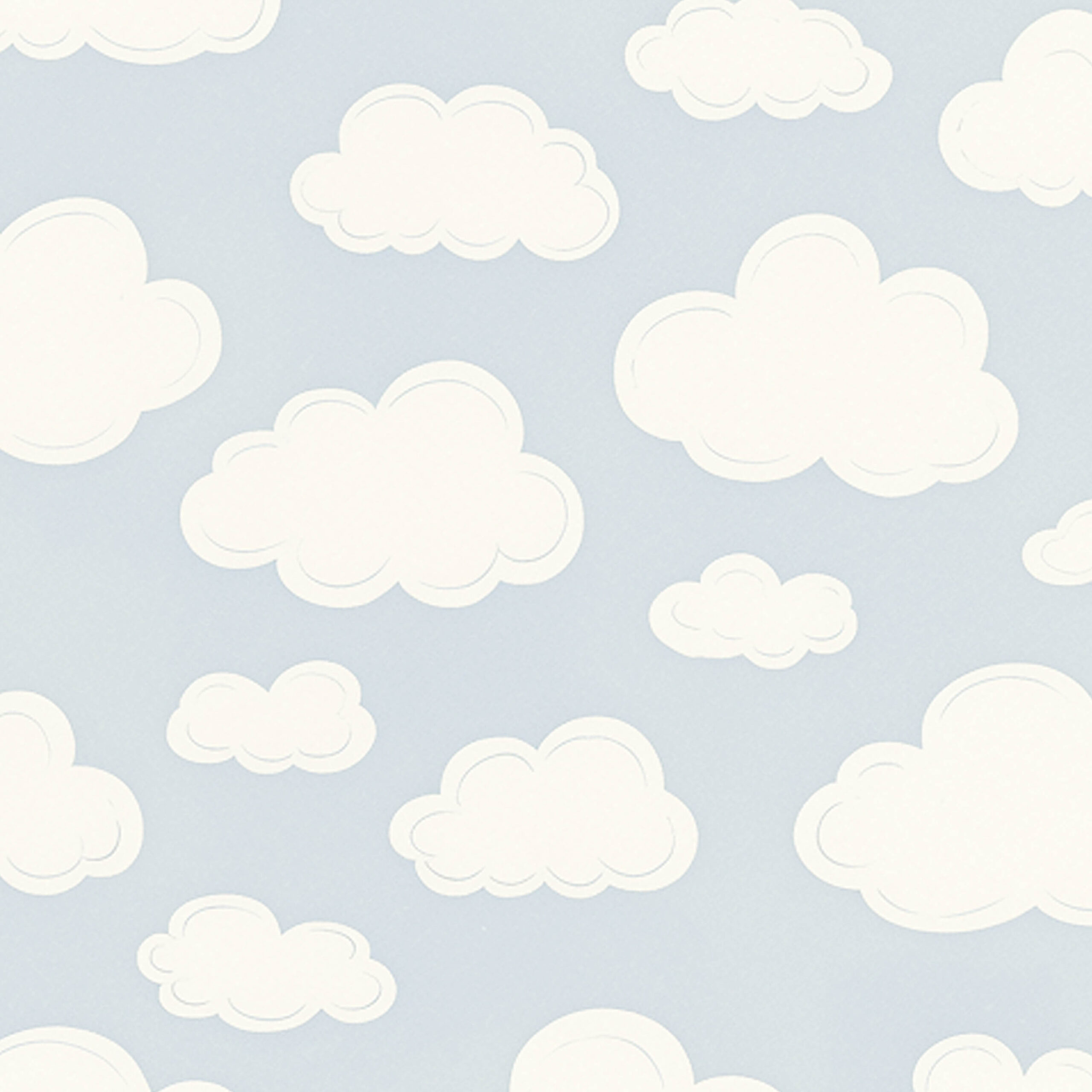 やさしい北欧タッチのふんわり雲空イラスト背景素材