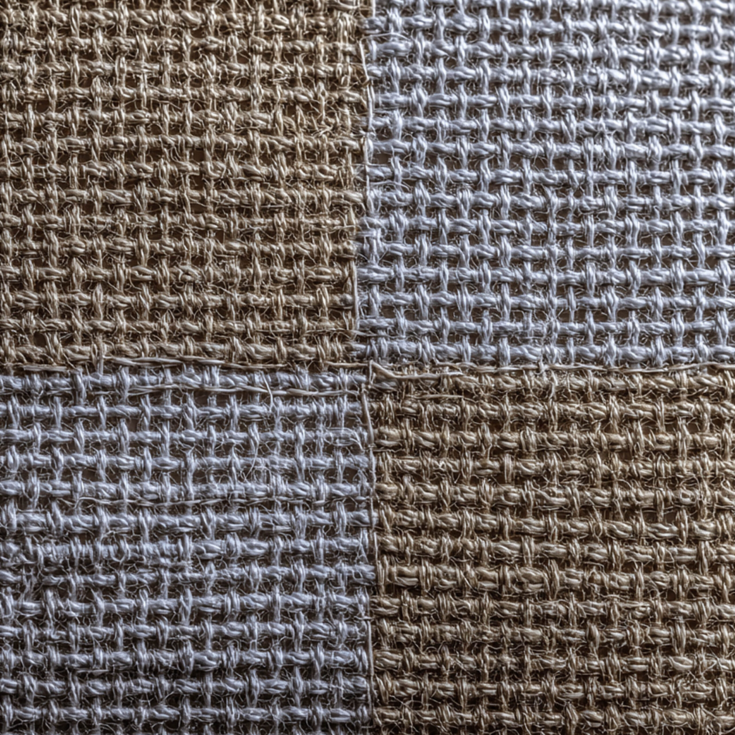 リネン調ナチュラルパッチワーク柄のファブリック質感テクスチャ背景素材