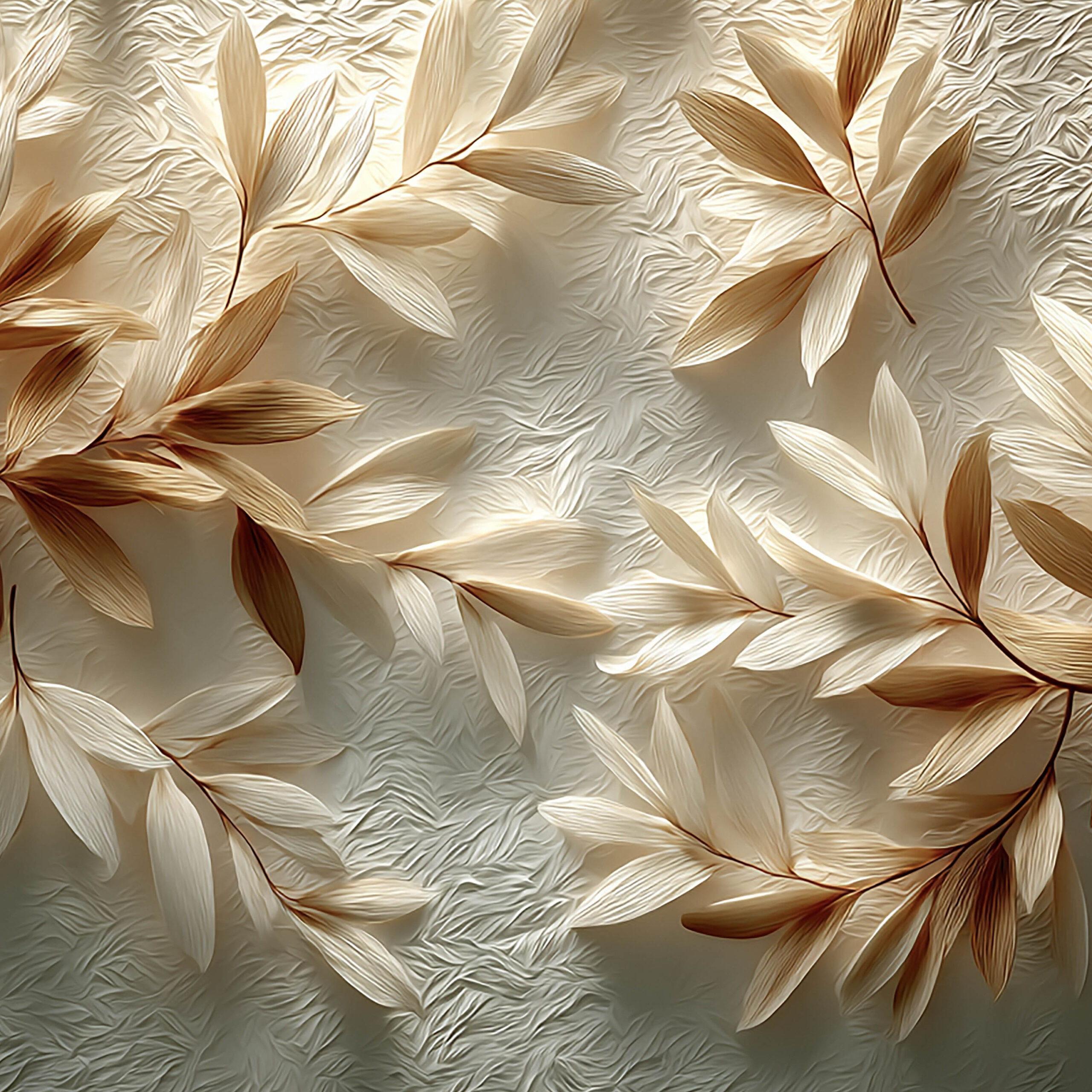 繊細な葉が浮かび上がるナチュラルボタニカルレリーフ背景