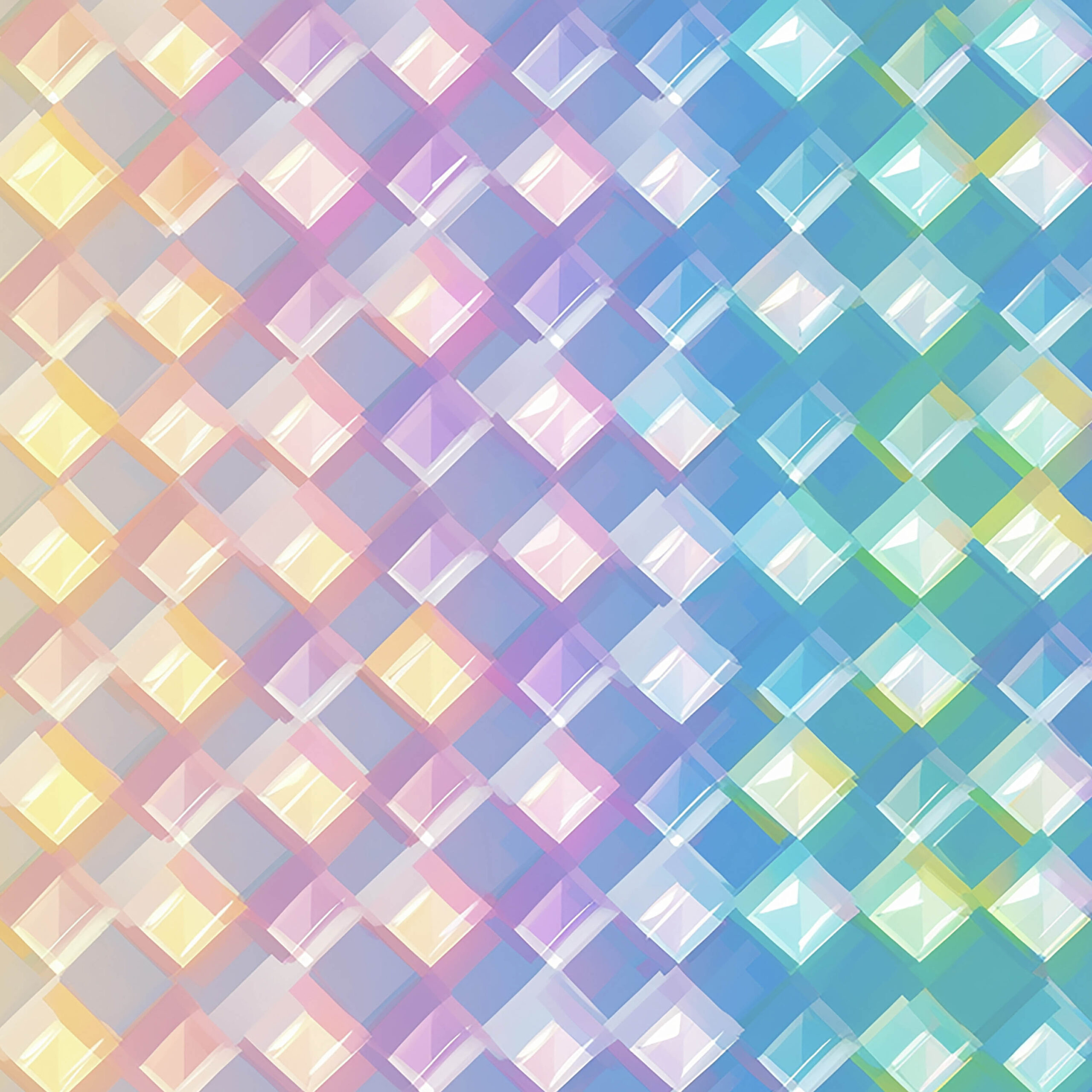 透明感のあるホログラムレイヤー背景素材。パステルグラデーションと光沢感がきらめく抽象デザイン